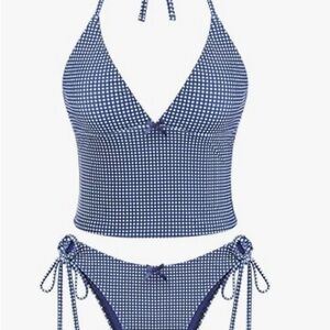 Blue Gingham Bikini Set